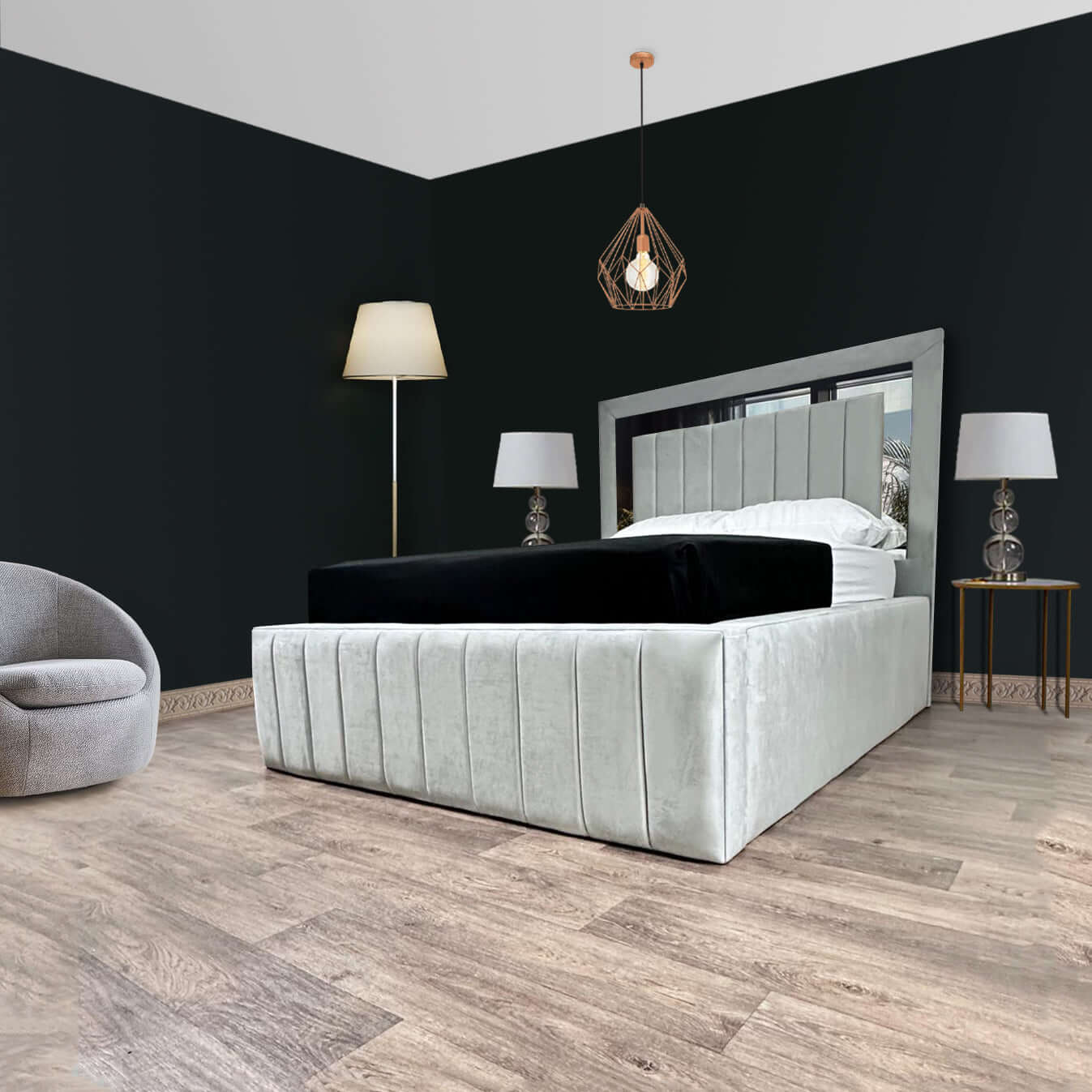 2025 Emma Mirror Bed with Optional Ottoman Storage