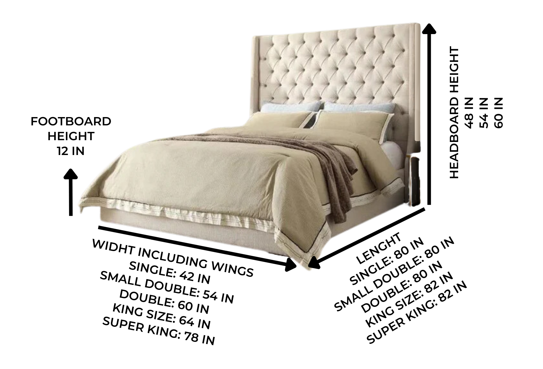 Classic Bed with Optional Ottoman Storage