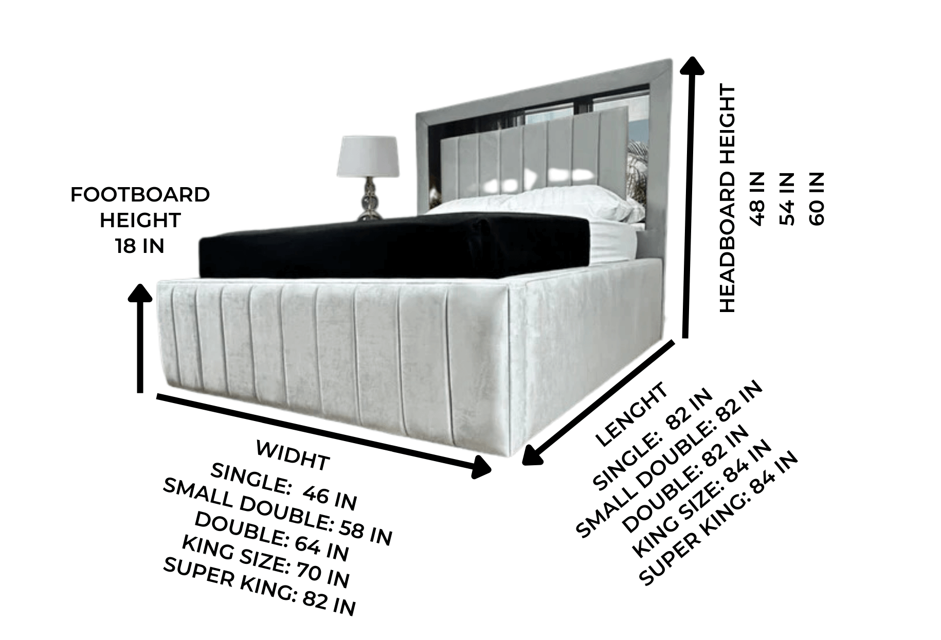 2025 Emma Mirror Bed with Optional Ottoman Storage